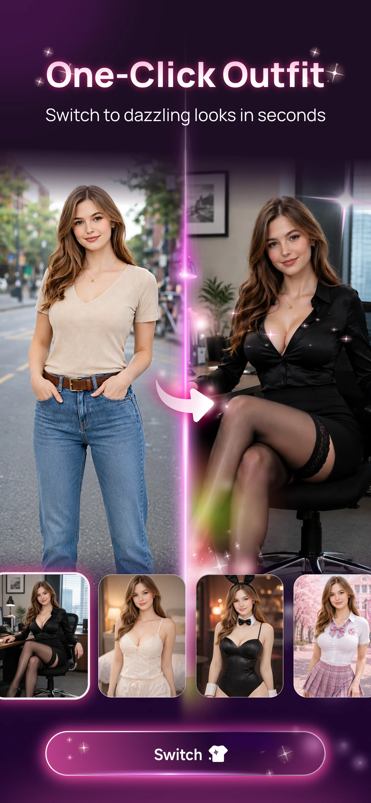 One-click outfit — switch to dazzling looks in seconds